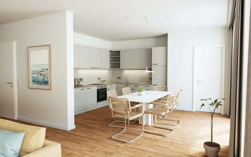 **AUFGEPASST: Moderne Wohnung in Lichtenberg inkl. Qualitätsküche, Terrasse und Fußbodenheizung s... — photo 1